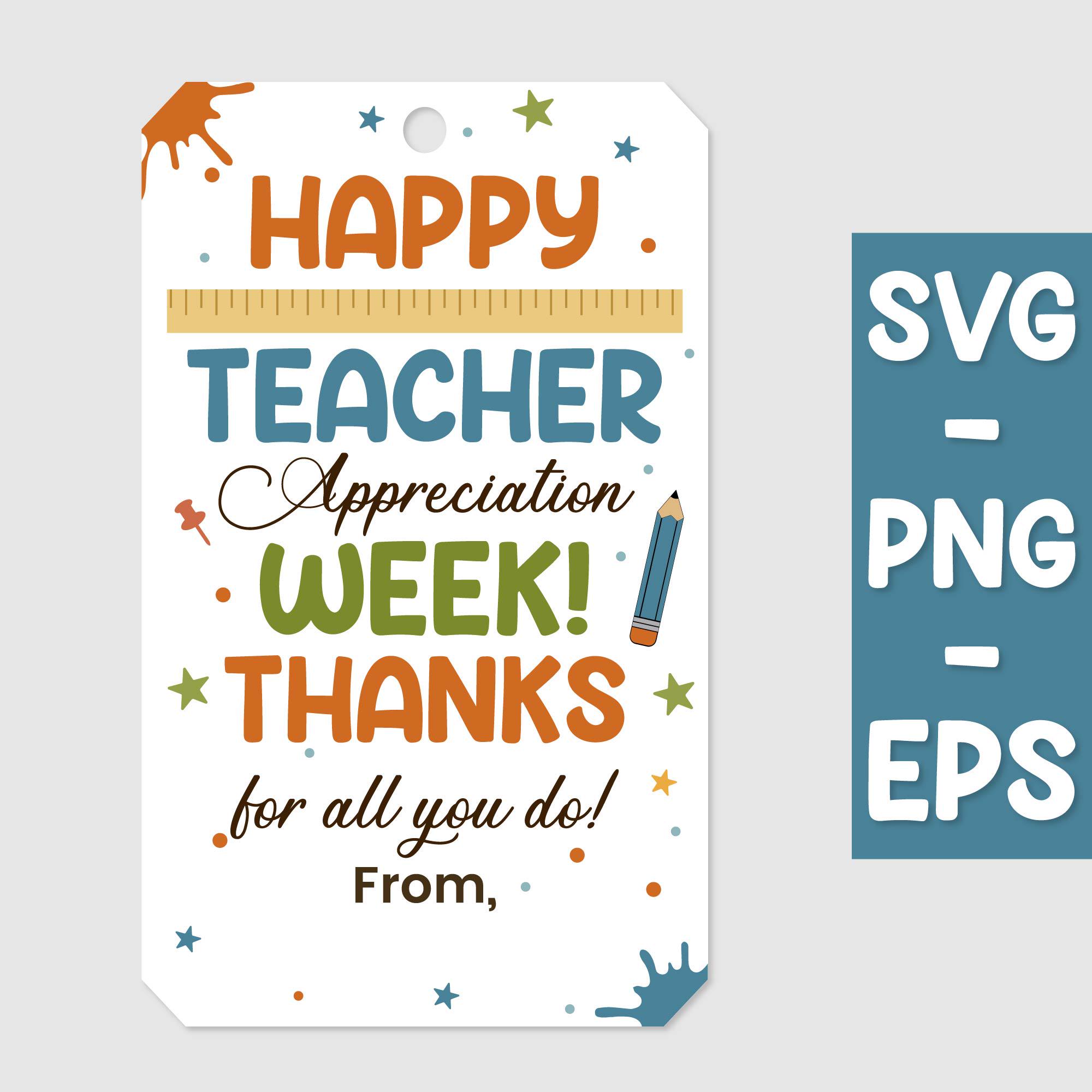 Editable Teacher Appreciation Gift Tag, Printable Thank You Label (SVG ...