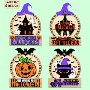Halloween Countdown Calendar, Days Until Halloween, Countdown To Halloween Printable, Halloween Advent Ornament, Glowforge Svg Cut Files