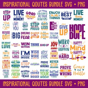 Motivational Quotes SVG Bundle: Inspirational Sayings, PNG Cut Files ...