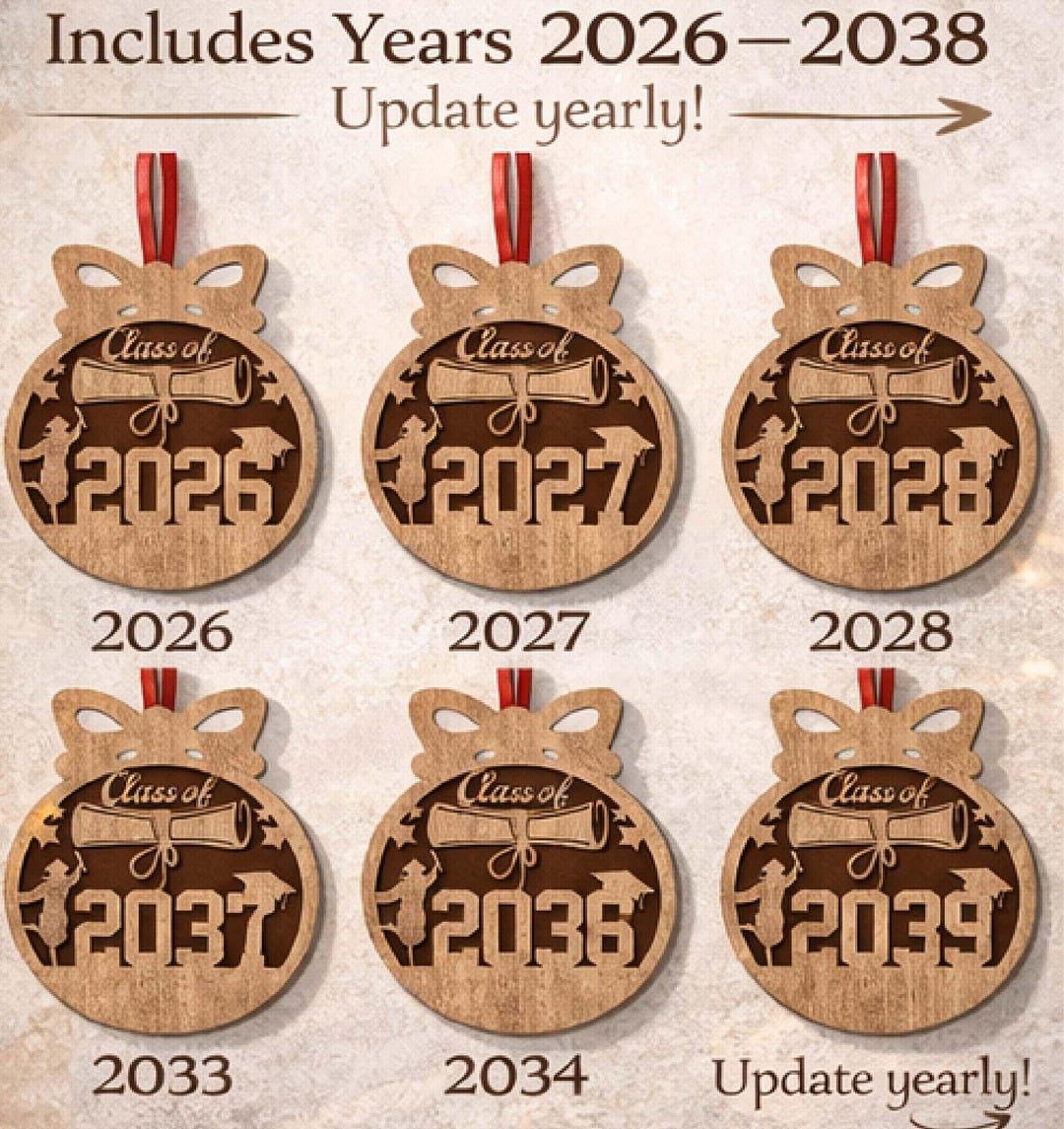 Graduation Ornament SVG Bundle | Class of 2026-2038 Laser Cut File ...