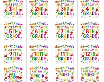 First Day of School SVG Bundle, Pre K to 12th Grade SVG, End of School Year Shirt Designs, Teacher Student PNG, Digital Download