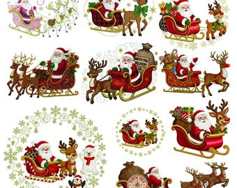 Julsläde med renar i PNG-format: Sublimeringsmönster för jul (digital nedladdning)