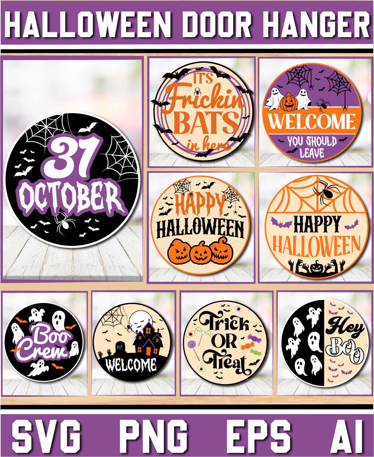 Halloween Door Sign SVG Bundle: Spooky Welcome Decor (digital Download ...