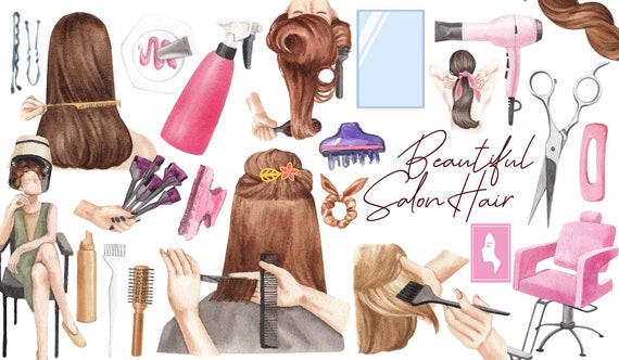Watercolor Hair Salon Clipart Hairdresser Hair Stylist - Etsy Watercolor Hair Salon Clipart Hairdresser Hair Stylist - Etsy
