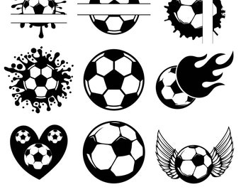 SVG-bundel voetbal: voetbalclipart voor de Cricut (digitale download)