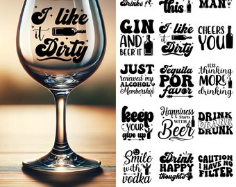 Pacchetto SVG di bicchierini da shot: detti su alcol e bevande (download digitale)