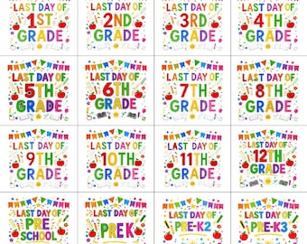 Last Day of School SVG Bundle, Pre K to 12th Grade SVG, End of School Year Shirt Designs, Teacher Student PNG, Digital Download