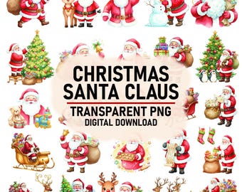 Vintage Santa Claus PNG Clipart Bundle (Digital Download)