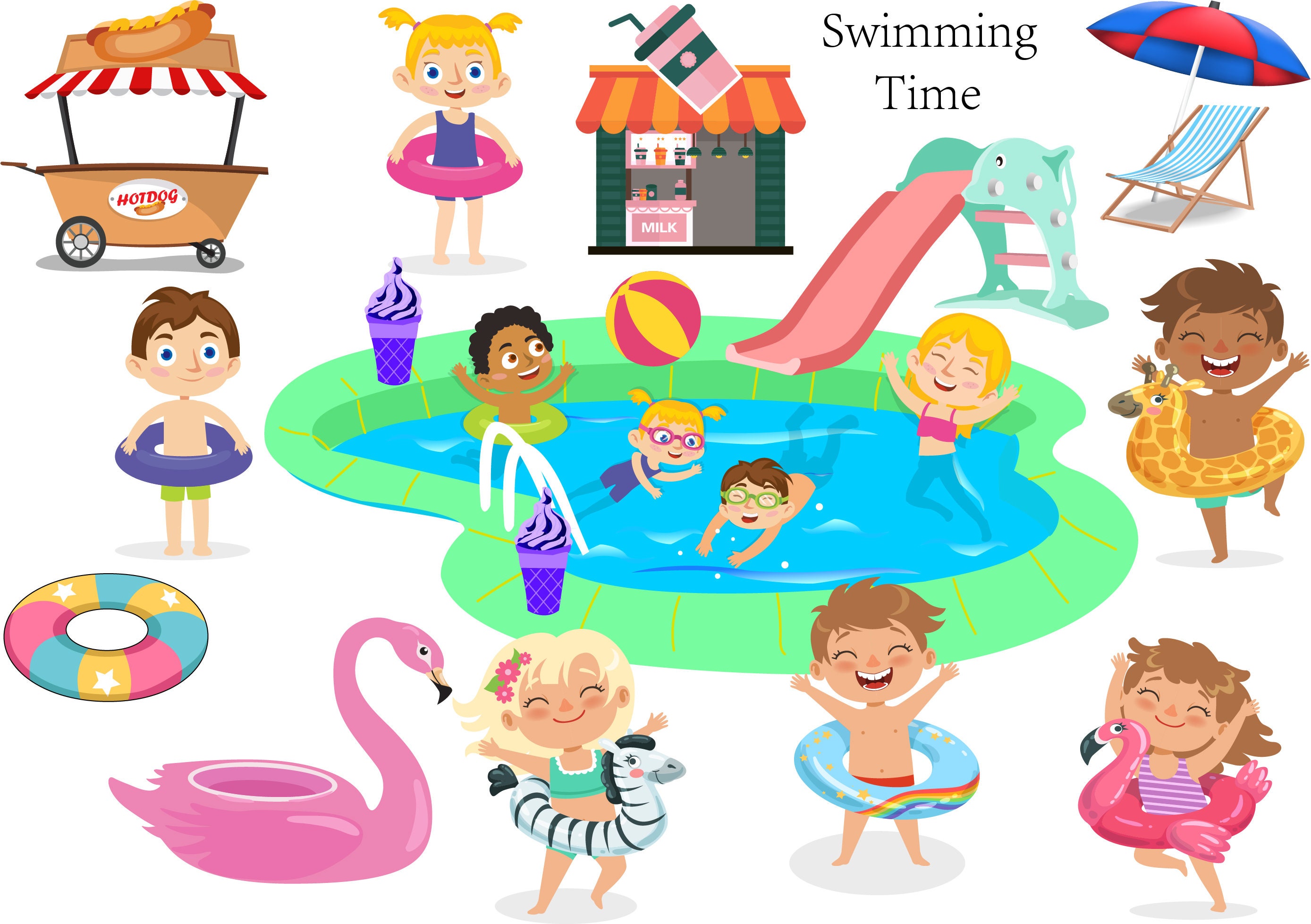 Pool Party Clip Art
 Kids Swimming Clipart Kids Pool Party Clip Art Cute Etsy