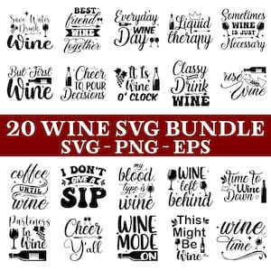 Pacchetto vino SVG, Pacchetto citazioni vino SVG, Amanti del vino, Detti sul vino, Bicchiere da vino SVG, File di taglio divertenti detti sul vino SVG per Cricut