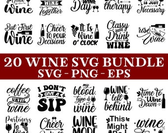 Wine Quotes SVG Bundle, Funny Sayings, Wine Glass Cut Files (Cricut)