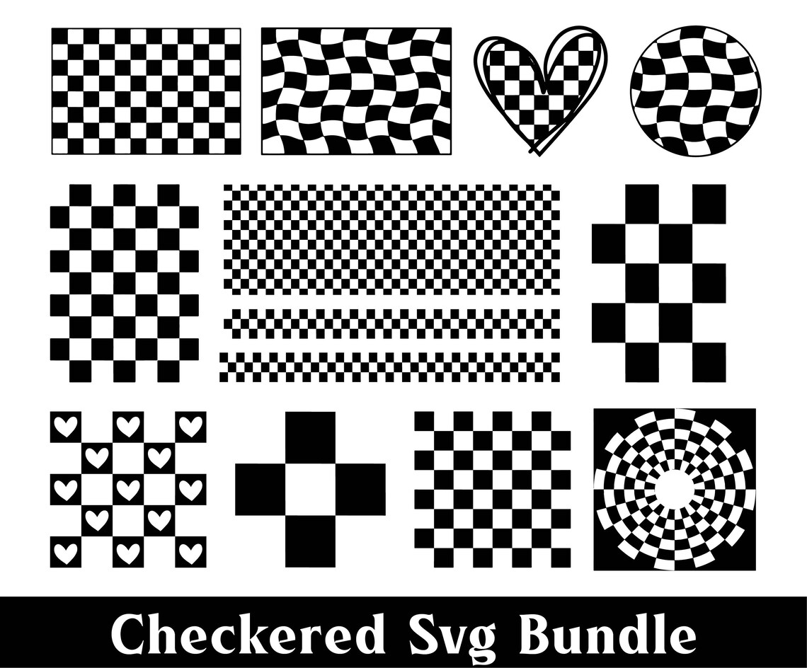 Checkered Pattern SVG Bundle: Clipart, Checkerboard Designs (digital ...