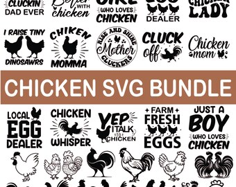 Chicken SVG Bundle, Farmhouse Clipart, Funny Chicken Mama (Cut Files)