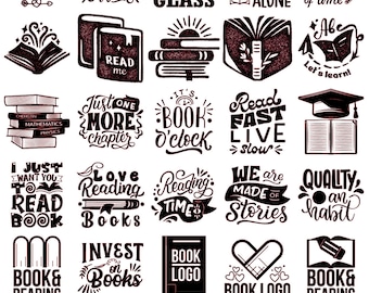 Reading SVG Bundle: Book Lover Quotes, Clipart, Cut Files (Digital Download)