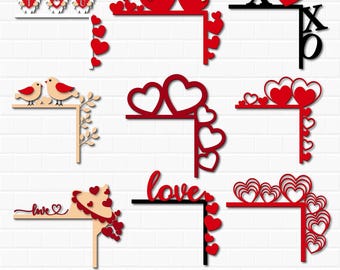 Paquete SVG de esquina de puerta de San Valentín: archivos cortados con láser