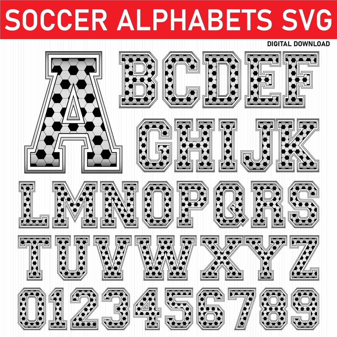 Soccer Alphabet SVG, Soccer Font Svg, Soccer Mom Png, College Varsity ...