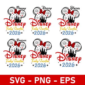 Familienurlaub 2026 SVG PNG Bundle, magische Reise Designs, Familienabenteuer SVG-Dateien für Cricut