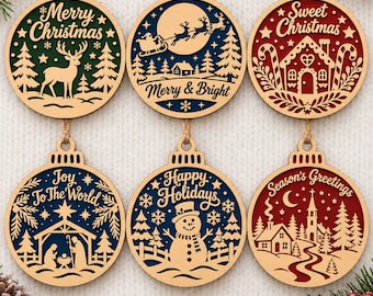 Personalized Family Christmas Ornament SVG, Custom Name & Date, Layered Holiday Design PNG Digital File