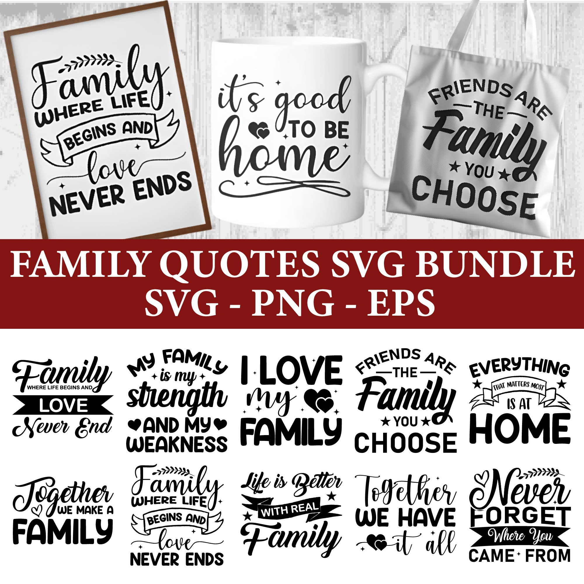Family Quotes SVG Bundle: Home Decor Sign Cut Files (SVG, PNG) - Etsy