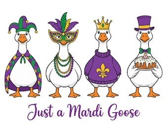Mardi Gras Geese PNG, Sublimation Design (Digital Download)