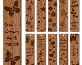 Laser Cut Bookmark SVG Bundle: Engraved Wood Templates (Digital Download)