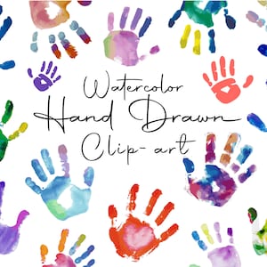 Clipart de impressão de mão em aquarela, Clipart de mãos pintadas, Png de impressão de mão, Clipart de impressões de mão, Clipart de planejador Download instantâneo Uso comercial