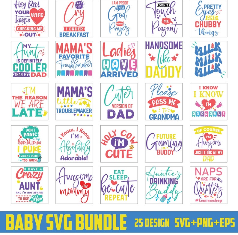 Baby SVG Bundle: Funny Onesie Quotes, Newborn Designs (digital Download ...