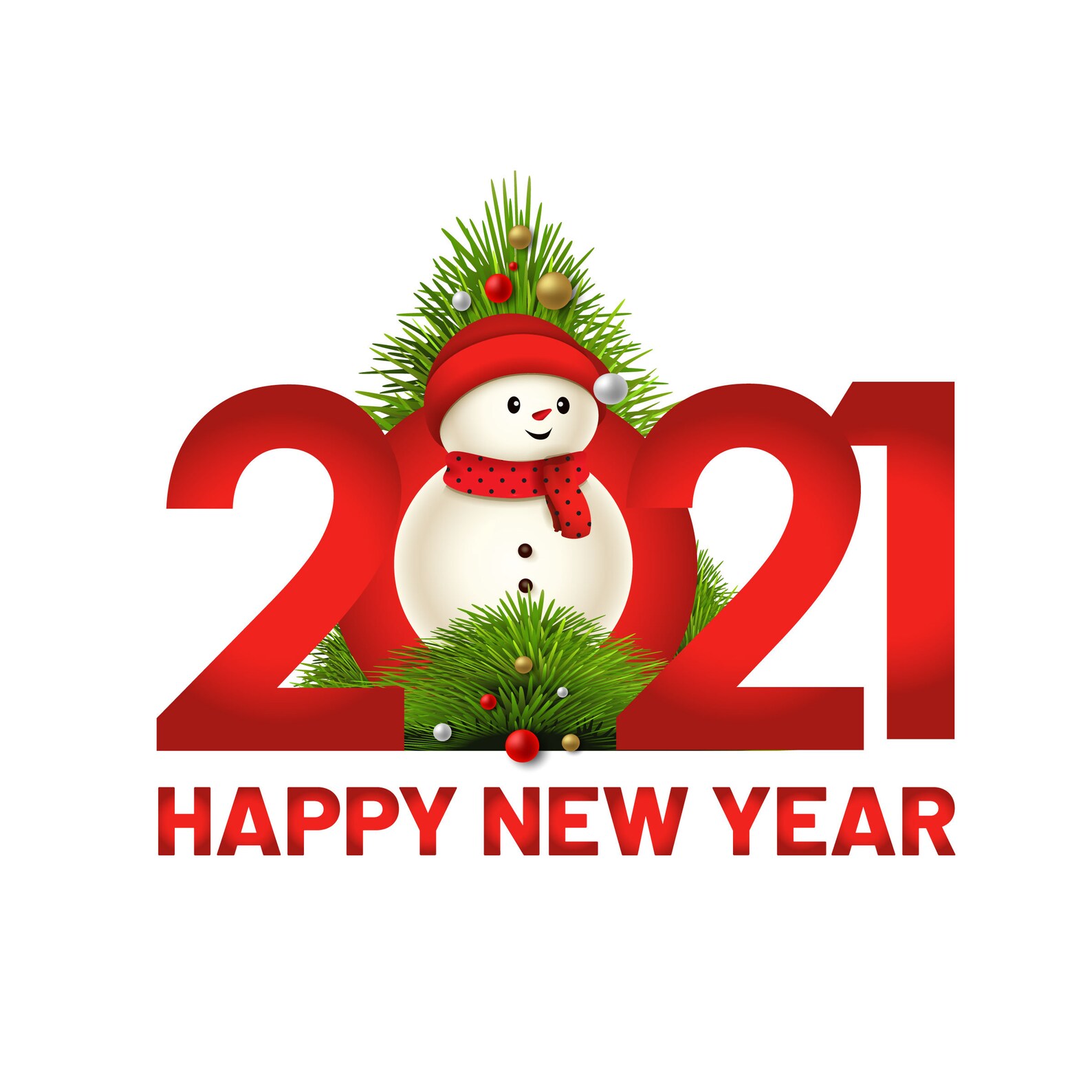 Happy New Year 2021 Clipart Digital png Cute Snowman Clip Etsy