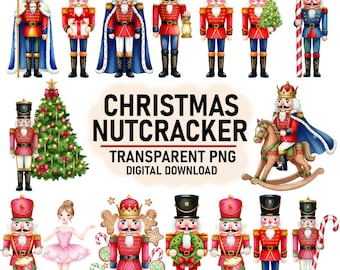 Kerstnotenkraker png-bundel, wintervakantie kerst digitale download