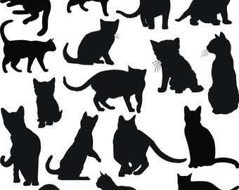 Black Cat SVG Bundle: Silhouette Clipart for Cricut (Digital Download)