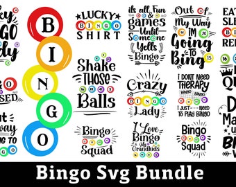 Verjaardagsbingo SVG-bundel: gezelschapsspellen en shirtontwerpen (digitale download)
