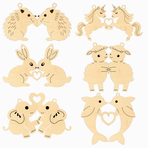 Valentine&#39;s Day Couple Keychains SVG, Valentines Day Svg, Couple Keychain Svg, Glowforge Laser Cut File Svg, Matching Heart Keychain Svg