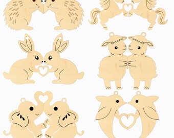 Valentine's Couple Keychain SVG: Matching Heart Laser Cut File (Digital Download)