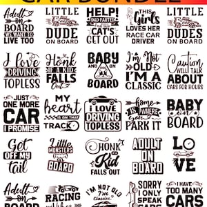 pacote svg de carro, pacote svg de citações de carro, pacote svg de adesivos de carro, pacote svg de decalques de carro, arquivos svg de pacote de ditados de carro para cricut