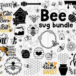 Bijen svg bundel, honingbij svg, Instant Download bijenkoningin svg, bijensoort svg, bijenkrans svg, cirkelframe svg, honingraat svg, bij gesneden bestand