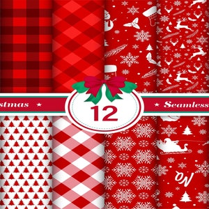 Christmas digital paper, Digital Christmas Print Paper, Seamless Christmas Papers, Winter Backgrounds, printable digital paper pack