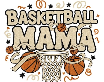 Crochet Basketball Mama PNG, Faux Yarn Knitted Sports Sublimation Design, Digital Download