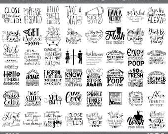 Paquete SVG con frases divertidas para el baño: Letreros para el baño, Baile del orinal (Descarga digital)