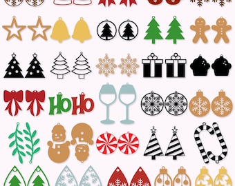 Christmas Earrings SVG Bundle: Laser Cut Templates (Digital Download)