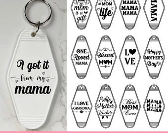 Mother Keychain SVG Bundle, Mom Quotes, Mama Gift, Laser Cut File
