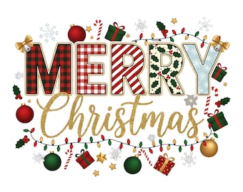 Merry Christmas PNG: Festive Holiday Sublimation Design (Digital Download)