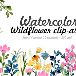 Conjunto de clipart de flores silvestres em aquarela, buquê botânico, coroa de flores, borda de flores, pacote SVG, convite de casamento, PNG, uso comercial