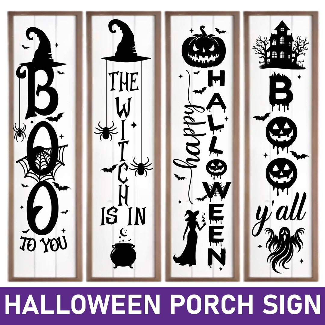 Halloween Porch Sign SVG Bundle: Spooky, Fall, Welcome (digital ...