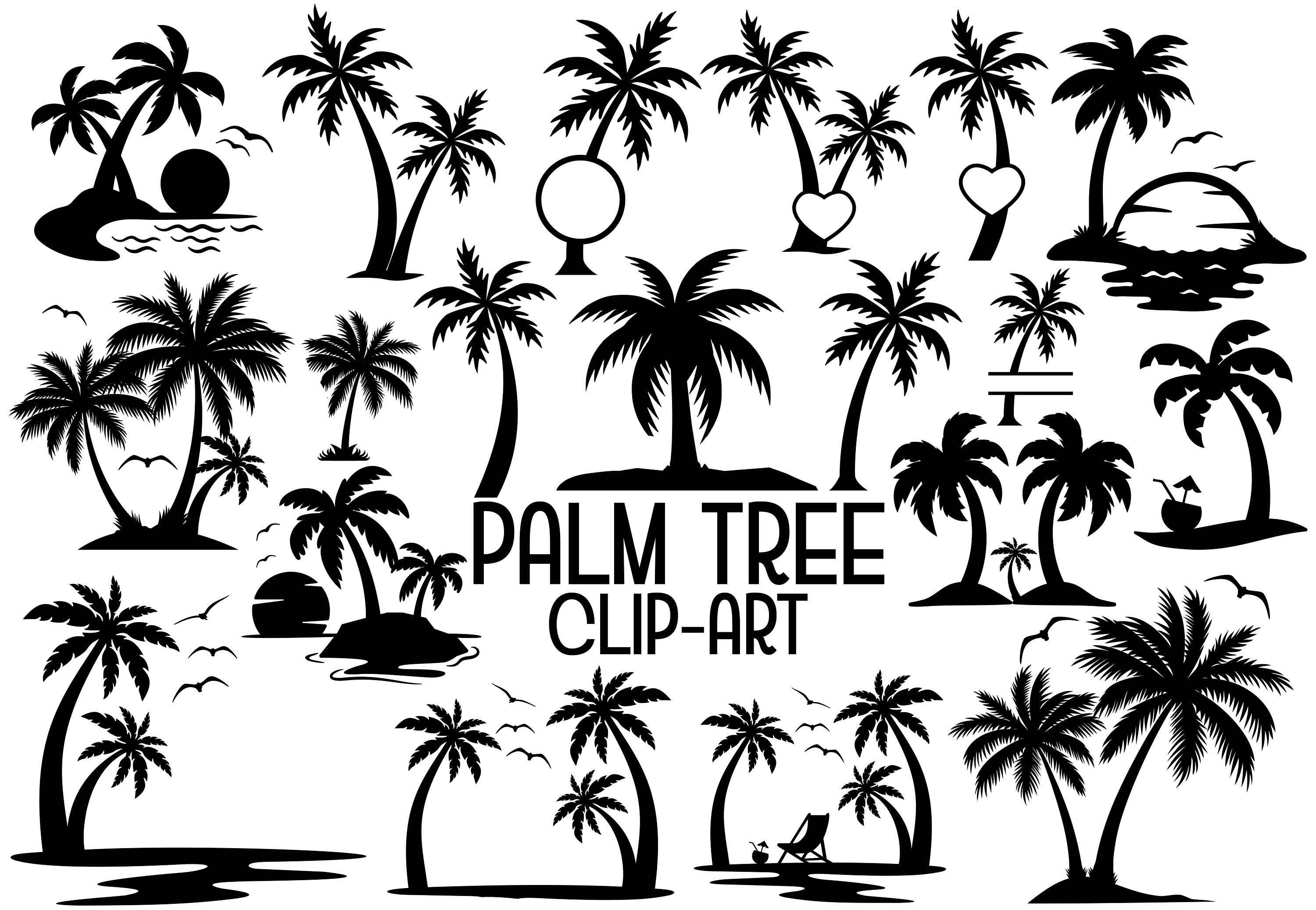 Single Palm Tree Silhouette Clip Art