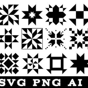 Quiltblokken Svg, schuurquilt Svg, quiltblok Svg-bundel, quiltblok Svg-bestanden, quiltblokpatroon, quilt geometrisch patroon Svg