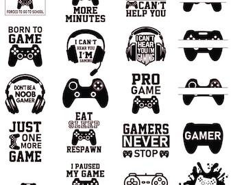 Gamer SVG Bundle, Video Game Shirt Designs PNG (Digital Download)