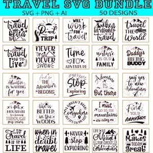 Reizen svg-bundel, reizen svg-bestanden voor cricut, grappige reizen svg, familie reizen svg, reiscitaten svg, avontuur, camping svg, berg svg