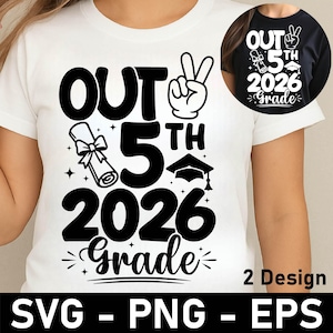 Camiseta de maestro de quinto grado (PNG), quinto grado (PNG), último día de clases, ¡Paz a todos, quinto grado!, regreso a clases (SVG), último día de clases (SVG) de quinto grado