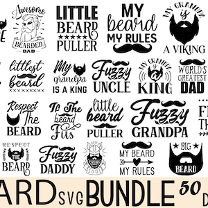 Pacote de citações de barba SVG, arquivo de corte svg de barba, homens barbudos SVG, camisa de pai, camisa de dia dos pais, download instantâneo PNG