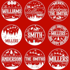 Round Christmas Sign Svg Bundle, Christmas Sign Svg, Merry Christmas Svg, Door Hanger Svg, Welcome Sign Svg, Christmas Ornaments Svg File